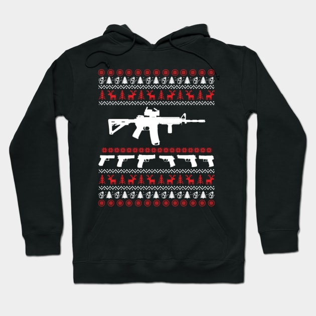 AR 15 Guns Ugly Christmas Model Hoodie by D3monic